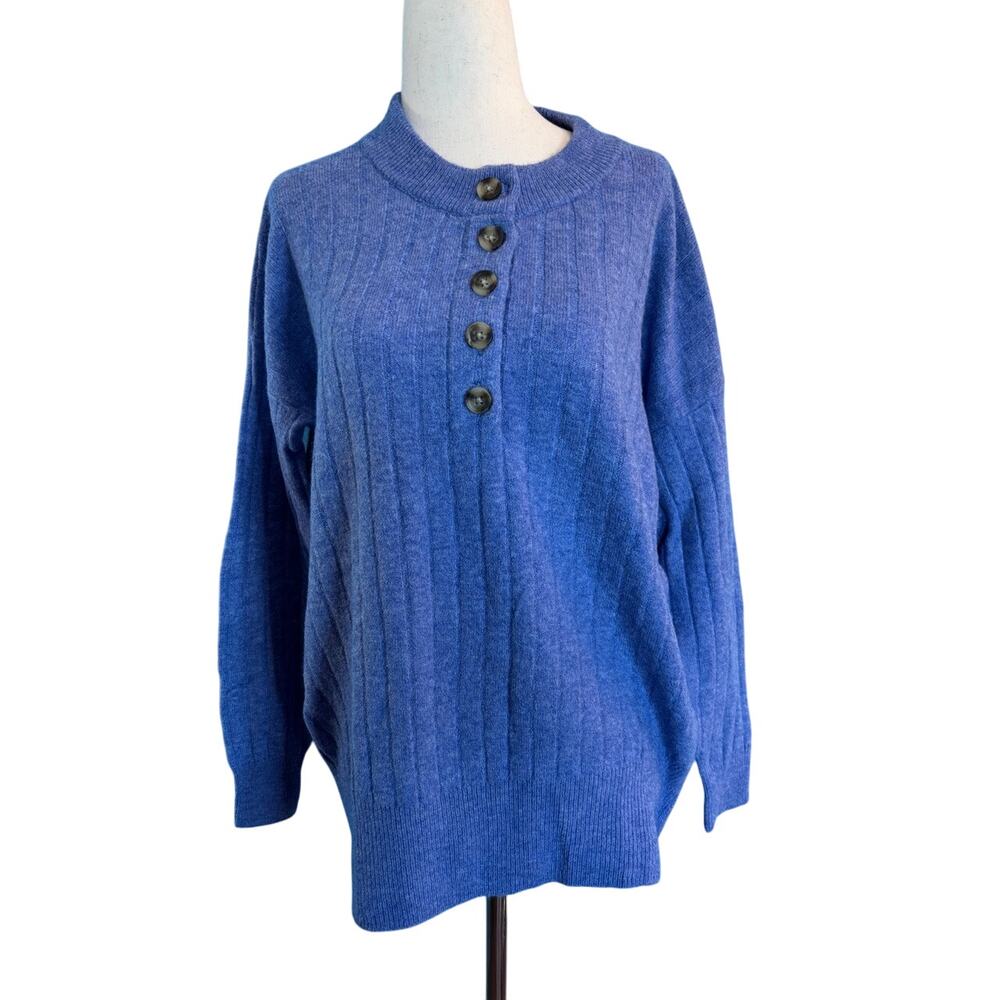 NWT Madewell Pullover Henley Sweater Oversized Drop Shoulder Wool Alpaca XXS